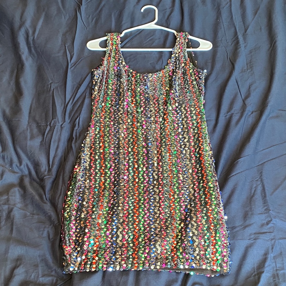 Vintage Multicolor Sequin Mini Dress